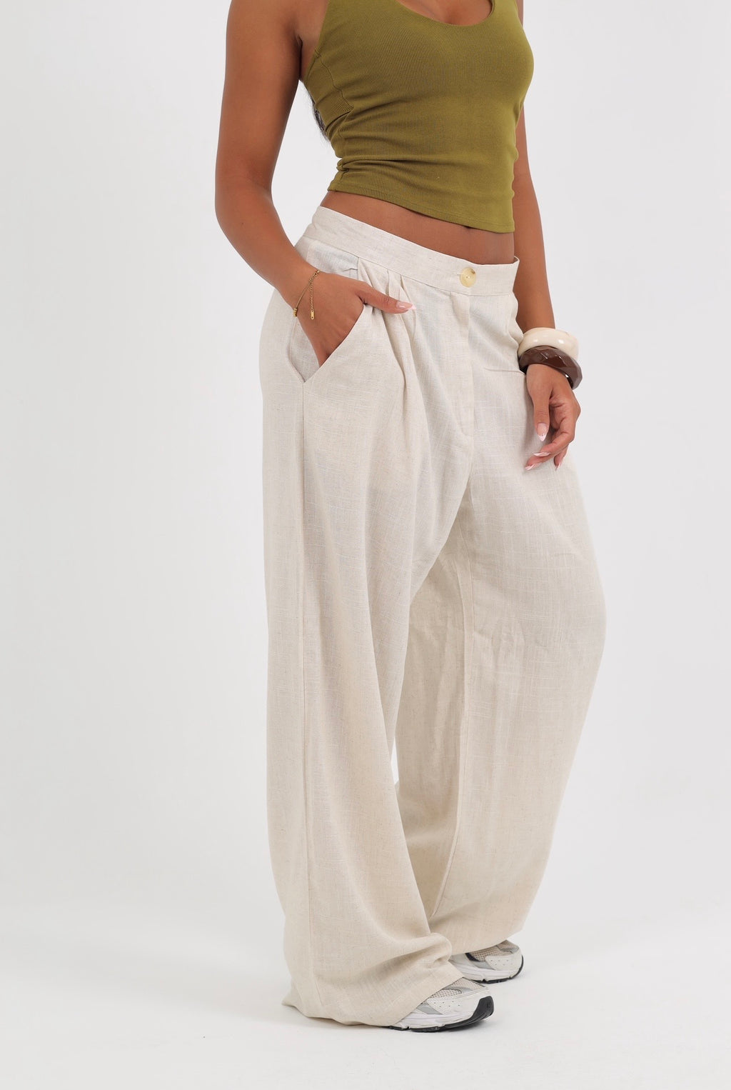 Button Linen Pants