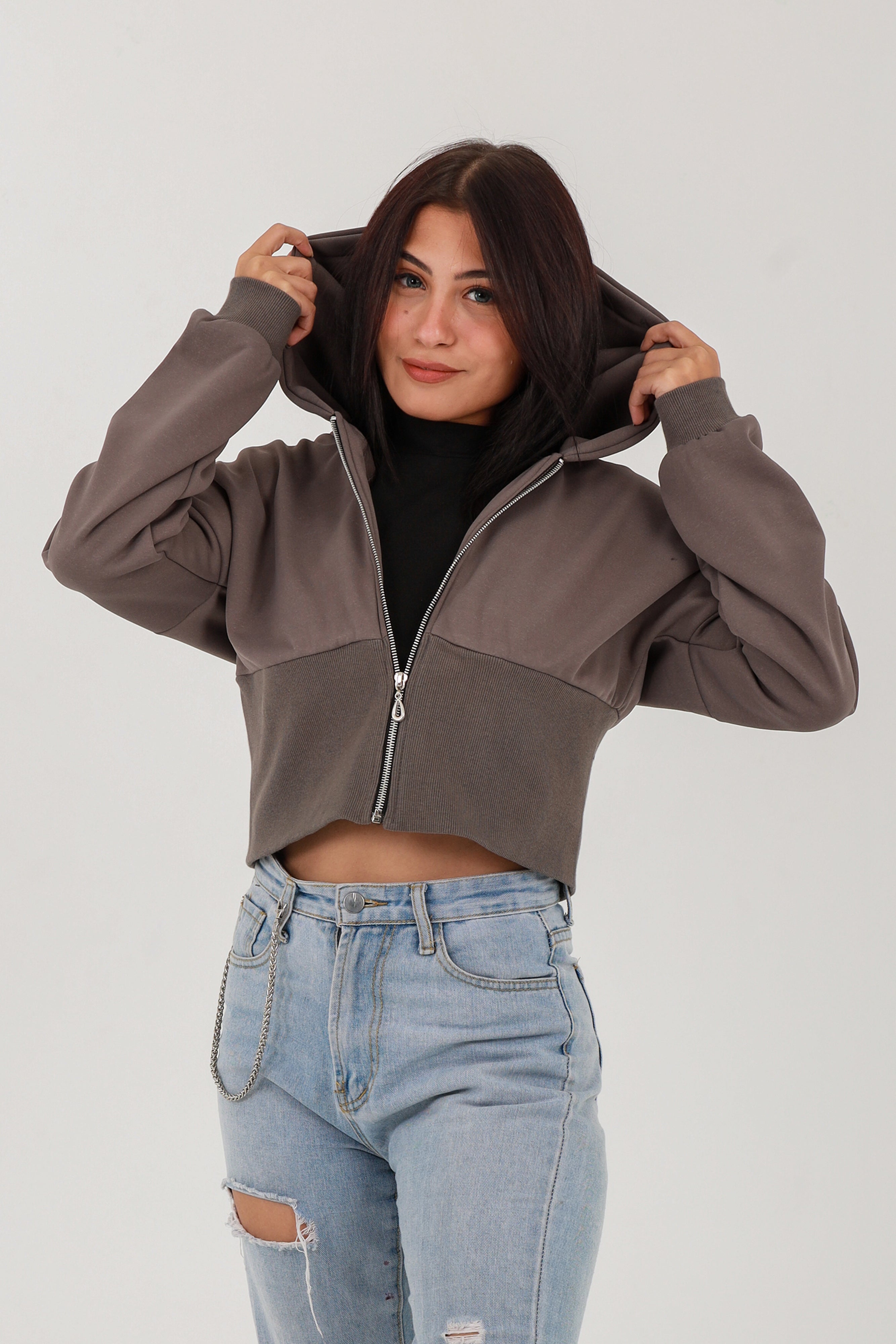 Cropped Zip-Up hoodie