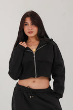 Cropped Zip Hoodie & Regular-Fit Sweatpants Set