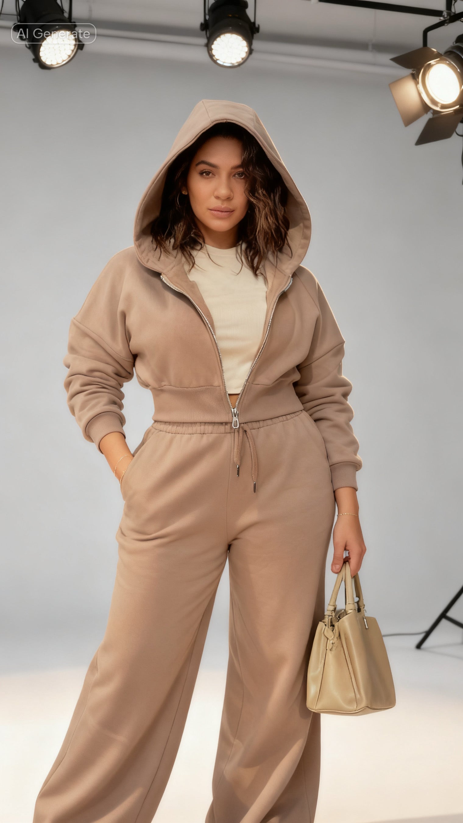 Cropped Hoodie & Oversized Sweatpants Set