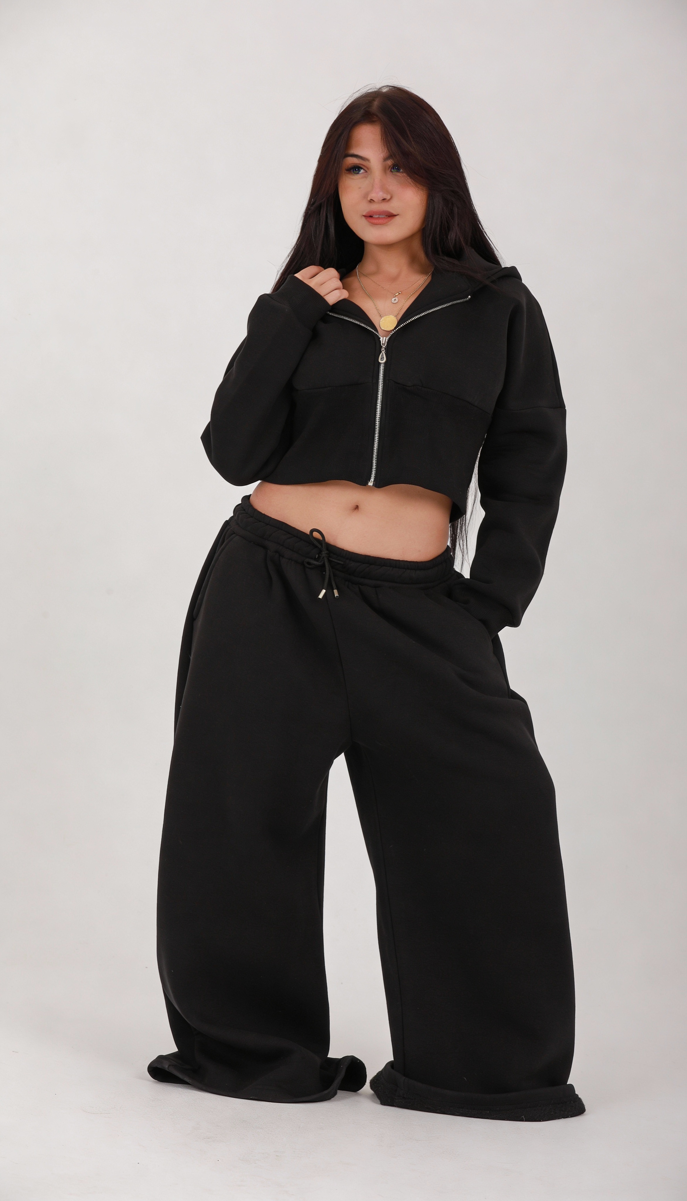 Cropped Hoodie & Oversized Sweatpants Set